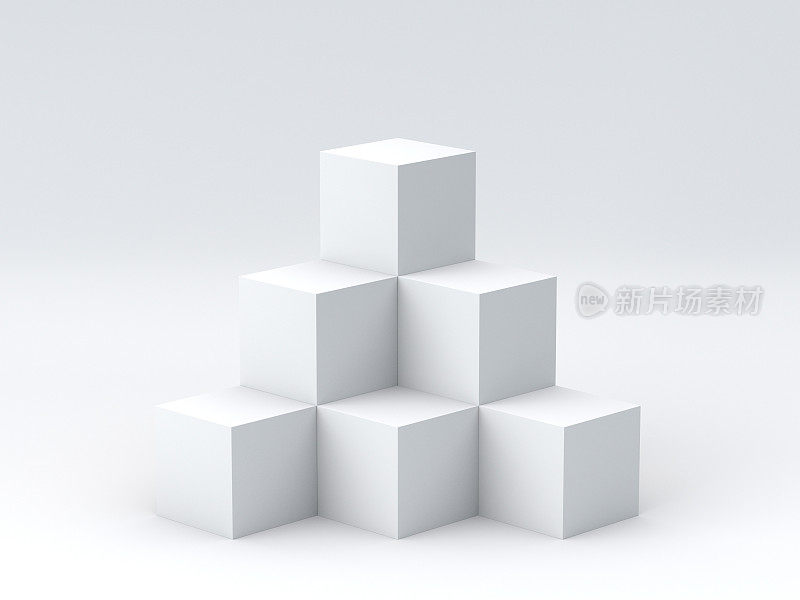 白色的立方体盒子在白色的背景显示。3 d渲染。